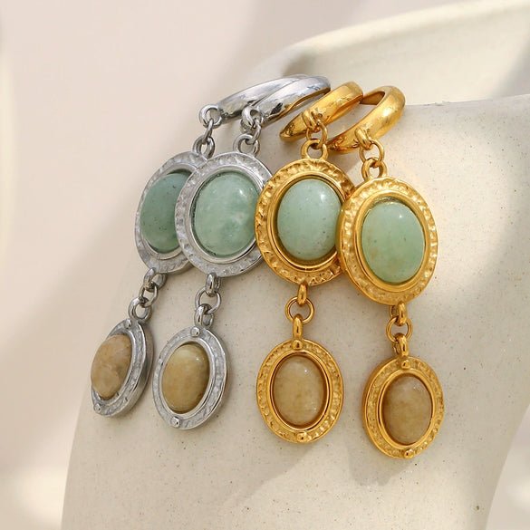Wholesale Light Luxury Geometric Stainless Steel Vacuum Plated Earrings For Women