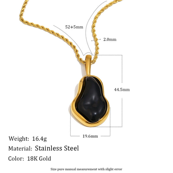 Wholesale Light Luxury Geometric Stainless Steel Vacuum Plated 18K Gold Imitation Baroque Pearl Shape Pendant Necklace For Women