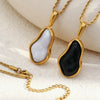 Wholesale Light Luxury Geometric Stainless Steel Vacuum Plated 18K Gold Imitation Baroque Pearl Shape Pendant Necklace For Women