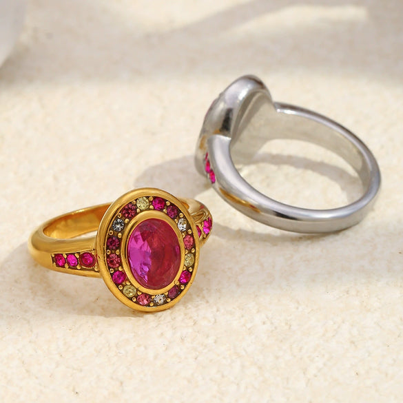 Wholesale Light Luxury Geometric Stainless Steel Vacuum Plated Ring Jewelry For Women