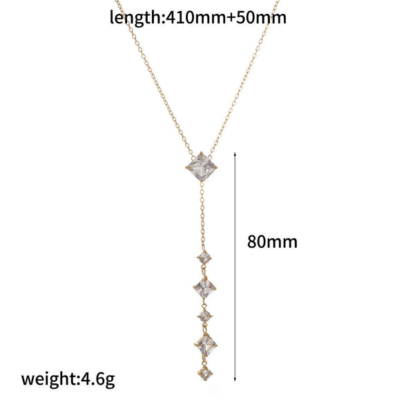 Wholesale Light Luxury Geometric Stainless Steel Vacuum Real Gold Plated Pendant Necklace For Women With Oshaped Chain
