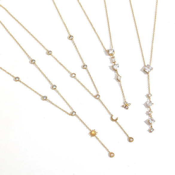 Wholesale Light Luxury Geometric Stainless Steel Vacuum Real Gold Plated Pendant Necklace For Women With Oshaped Chain