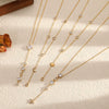 Wholesale Light Luxury Geometric Stainless Steel Vacuum Real Gold Plated Pendant Necklace For Women With Oshaped Chain
