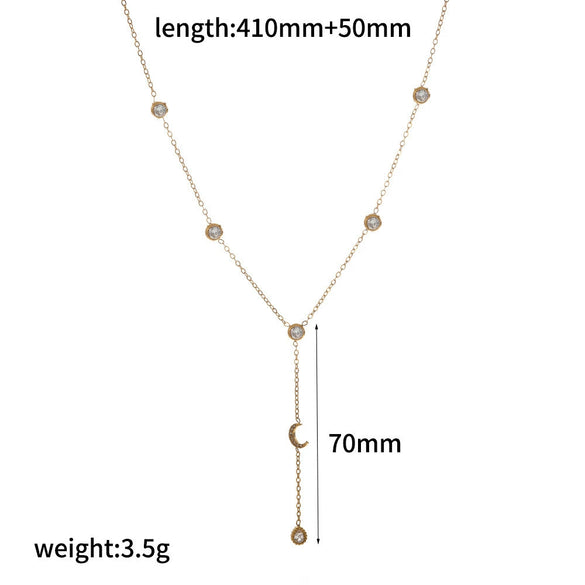 Wholesale Light Luxury Geometric Stainless Steel Vacuum Real Gold Plated Pendant Necklace For Women With Oshaped Chain