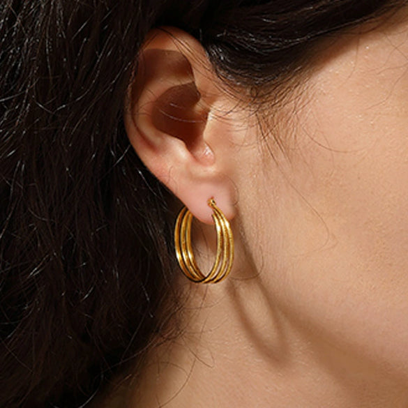 Wholesale Light Luxury Geometric Stainless Steel Women's Earrings With Pvd Furnace Vacuum Real Gold Plating