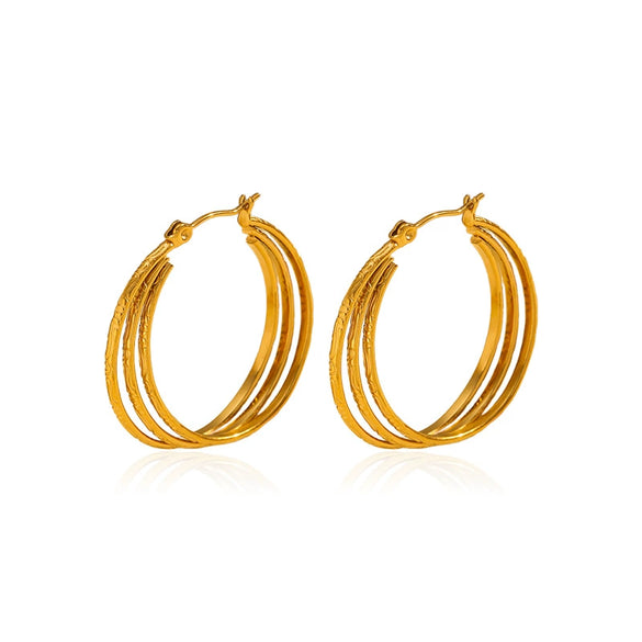 Wholesale Light Luxury Geometric Stainless Steel Women's Earrings With Pvd Furnace Vacuum Real Gold Plating