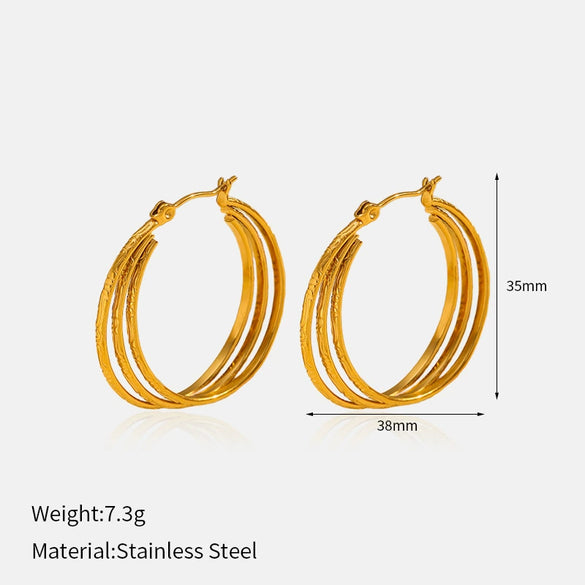 Wholesale Light Luxury Geometric Stainless Steel Women's Earrings With Pvd Furnace Vacuum Real Gold Plating