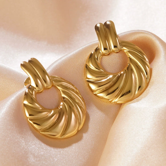 Wholesale Light Luxury Geometric Stamped Stainless Steel Earrings For Women