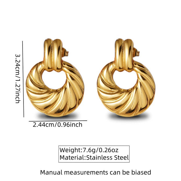 Wholesale Light Luxury Geometric Stamped Stainless Steel Earrings For Women
