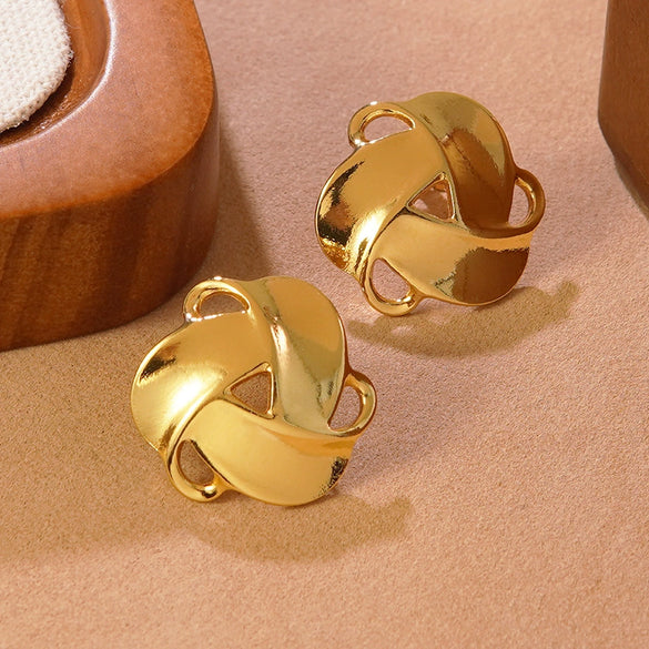 Wholesale Light Luxury Geometric Stamped Stainless Steel Earrings For Women