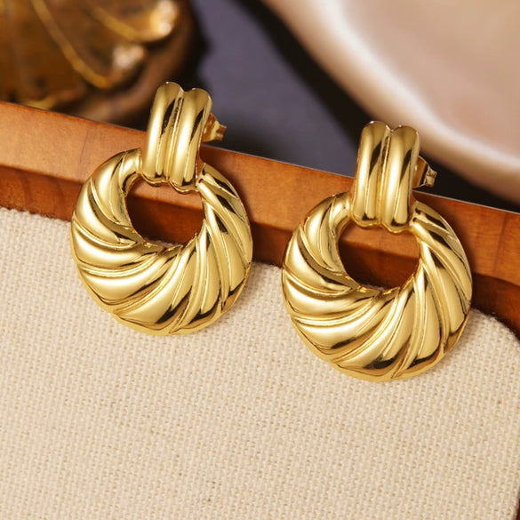 Wholesale Light Luxury Geometric Stamped Stainless Steel Earrings For Women