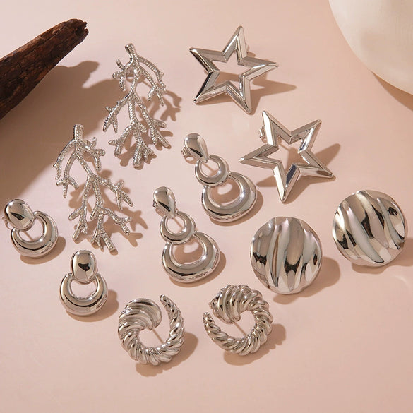 Wholesale Light Luxury Geometric Stamped Stainless Steel Earrings For Women