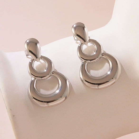 Wholesale Light Luxury Geometric Stamped Stainless Steel Earrings For Women