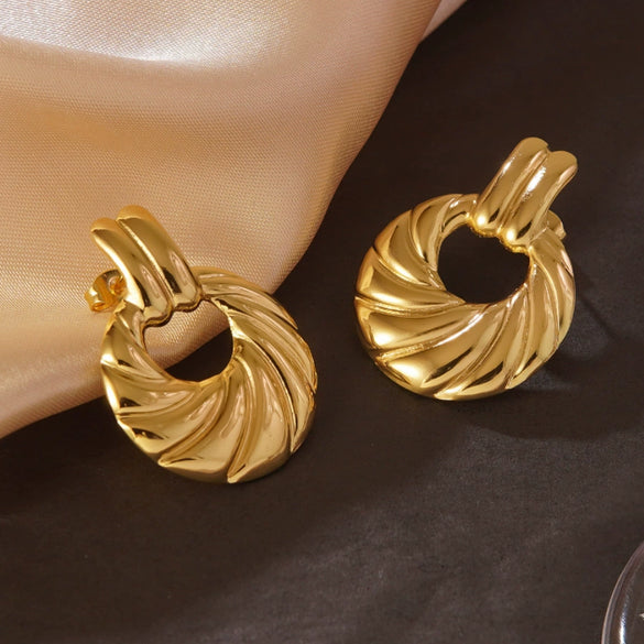 Wholesale Light Luxury Geometric Stamped Stainless Steel Earrings For Women