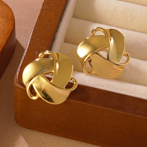 Wholesale Light Luxury Geometric Stamped Stainless Steel Earrings For Women