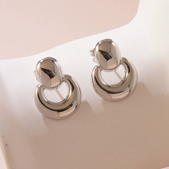 Wholesale Light Luxury Geometric Stamped Stainless Steel Earrings For Women