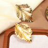 Wholesale Light Luxury Geometric Stamped Stainless Steel Leaf Earrings For Women