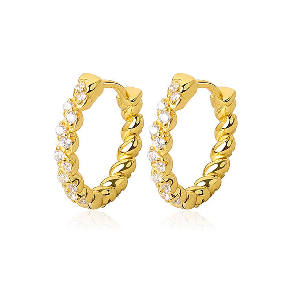Wholesale Light Luxury Geometric 925 Sterling Silver And Copper Zircon Earrings For Women With Electroplating