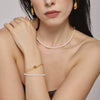 Wholesale Light Luxury Geometric 316L Stainless Steel And Freshwater Pearl Electroplating Bracelet For Women