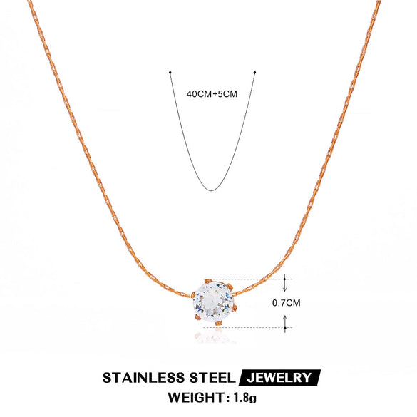 Wholesale Light Luxury Geometric Titanium Steel Diamond Pendant Necklace For Women With Electroplating