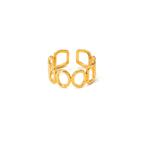 Wholesale Light Luxury Geometric Titanium Steel Electroplated Irregular Multi Layer Women's Ring