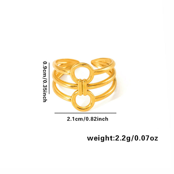 Wholesale Light Luxury Geometric Titanium Steel Electroplated Irregular Multi Layer Women's Ring