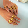 Wholesale Light Luxury Geometric Titanium Steel Electroplated Irregular Multi Layer Women's Ring