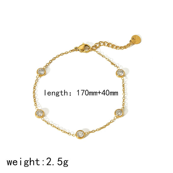 Wholesale Light Luxury Geometric Titanium Steel 18K Gold Inlaid Zircon And Rhinestone Clavicle Chain Necklace For Women