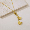Wholesale Light Luxury Geometric Titanium Steel 18K Real Gold Plated Butterfly Necklace For Women