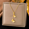 Wholesale Light Luxury Geometric Titanium Steel 18K Real Gold Plated Butterfly Necklace For Women