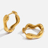 Wholesale Light Luxury Geometric Wave Stainless Steel Electroplated Women's Earrings