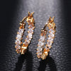 Wholesale Light Luxury Geometric Zircon Inlaid Copper Gold Plated Women's Earrings