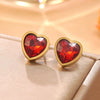 Wholesale Light Luxury Goldplated Stainless Steel Heart Shape Zircon Earrings And Ear Bone Nails For Women