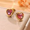Wholesale Light Luxury Goldplated Stainless Steel Heart Shape Zircon Earrings And Ear Bone Nails For Women