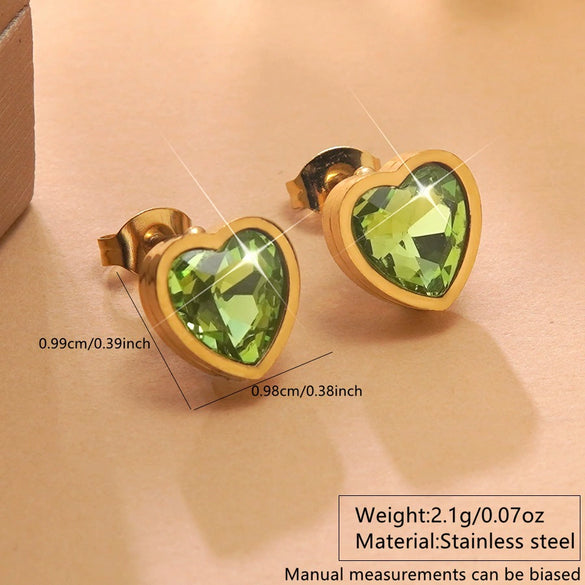 Wholesale Light Luxury Goldplated Stainless Steel Heart Shape Zircon Earrings And Ear Bone Nails For Women