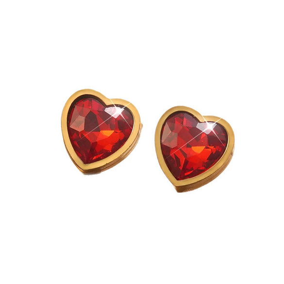 Wholesale Light Luxury Goldplated Stainless Steel Heart Shape Zircon Earrings And Ear Bone Nails For Women