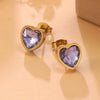 Wholesale Light Luxury Goldplated Stainless Steel Heart Shape Zircon Earrings And Ear Bone Nails For Women