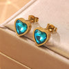 Wholesale Light Luxury Goldplated Stainless Steel Heart Shape Zircon Earrings And Ear Bone Nails For Women