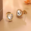 Wholesale Light Luxury Goldplated Stainless Steel Heart Shape Zircon Earrings And Ear Bone Nails For Women