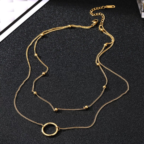 Wholesale Light Luxury Goldplated Stainless Steel Insectpatterned Ochain Necklace