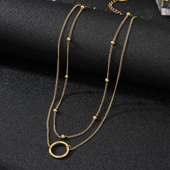 Wholesale Light Luxury Goldplated Stainless Steel Insectpatterned Ochain Necklace