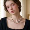 Wholesale Light Luxury Handmade Geometric Fake Pearl Doublelayer Cross Necklace For Women