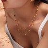 Wholesale Light Luxury Handmade 316L Stainless Steel And Natural Stone Double Layer Stacked Necklace With Electroplating