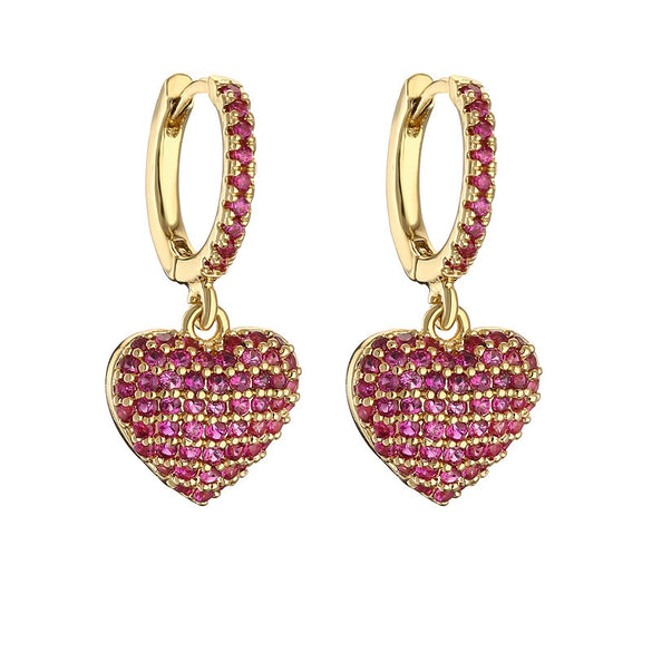 Wholesale Light Luxury Heart Shaped Copper Earrings Inlaid With Zircon For Women