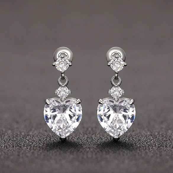 Wholesale Light Luxury Heartshaped Copper Earrings For Women With Geometric Design