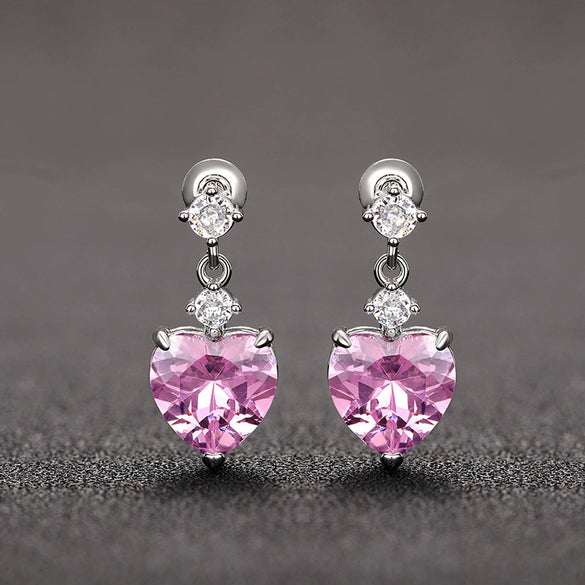 Wholesale Light Luxury Heartshaped Copper Earrings For Women With Geometric Design