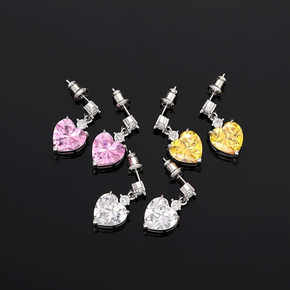 Wholesale Light Luxury Heartshaped Copper Earrings For Women With Geometric Design