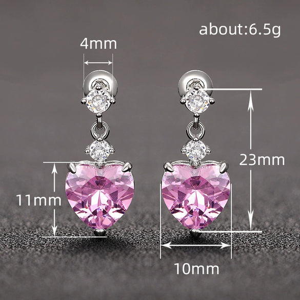 Wholesale Light Luxury Heartshaped Copper Earrings For Women With Geometric Design