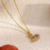 Wholesale Light Luxury Heartshaped 18K Goldplated Stainless Steel Pendant Necklace For Women