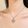 Wholesale Light Luxury Heartshaped Zircon Inlaid Copper Pendant Titanium Steel Water Wave Chain Necklace For Elder Women